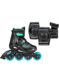 Playlife , Inlineskates »Joker«, mit Schutz Set bestehend aus Knie-, Ellenbogen-, Handgelenkschützern , blau/schwarz