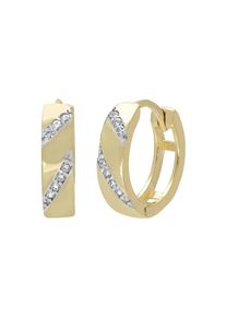Firetti, Damen, Paar Creolen &raquo;Schmuck Geschenk Gold 333 Ohrschmuck Gold glitzernd&laquo; mit Zirkonia (synth.), gelbgoldfarben-wei&szlig;goldfarben-kristallwei&szlig; +