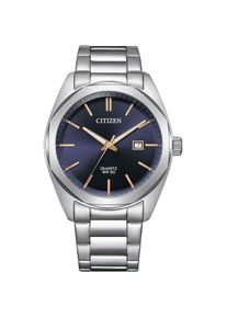 Citizen , Quarzuhr, Armbanduhr, Damenuhr, Herrenuhr, Edelstahlarmband, analog, Tag , silberfarben-blau , Stilvolle Armbanduhr