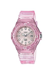 CASIO TIMELESS COLLECTION , Quarzuhr, Armbanduhr, Kinder, Jugendliche, bis 10 bar wasserdicht, Leuchtzeiger , rosa (transparent) , Coole Uhr für...