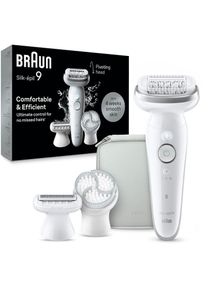 Braun , Epilierer »Silk-épil 9 9-061«, Rasier-, Trimmer- & Peelingaufsatz, Wet&Dry , weiß/silber , Komfortable Epilation dank des...