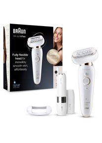 Braun , Epilierer »Silk-épil 9 Flex 9-005«, kabellose Wet & Dry-Epilation, breiter Kopf mit 40 Pinzetten , weiß/gold , Braun Mini-Epilierer:...