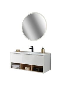 Places of Style , Badmöbel-Set »Studio Line, Bad im modernen Design, 2-teiliges Badezimmer«, (2 St.), Waschtisch und Spiegel, in zwei Farben...
