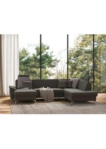 Sit & More sit&more, Wohnlandschaft &raquo;Padua U-Form&laquo; inklusive Sitztiefenverstellung, Armteilfunktion und Federkern, schlamm, B/H/T: 340 cm x 89 cm x 228 cm, 