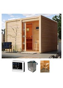 Konifera , Saunahaus »Ruben«, naturbelassen, mit Ofen 9 kW ext. Steuerung Easy , natur