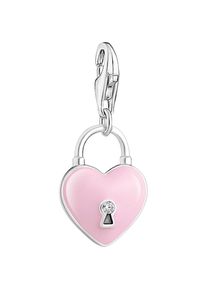 Thomas Sabo , Charm-Einhänger »rosa Herzschloss, 2071-691-9«, mit Zirkonia (synth.) , silberfarben-rosa-weiß + weiß , Charm-Anhänger rosa Herzschloss