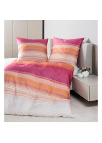 Janine , Bettwäsche »98120 Moments, Mako-Satin aus 100 % Baumwolle« , pink koralle , B/L: 200 cm x 200 cm