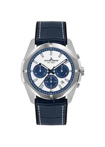 Jacques Lemans , Chronograph »Monte Carlo«, Quarzuhr, Armbanduhr, Herrenuhr, Datum, Lederarmband , schwarz-weiß , Exquisiter Herrenchronograph