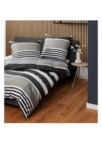 Janine , Bettwäsche »J.D. 87108, Mako-Satin aus 100 % Baumwolle« , braun grau , B/L: 140 cm x 200 cm