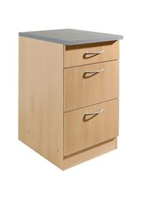 Wiho-Küchen wiho Küchen , Unterschrank »Kiel«, 50 cm breit, 60 cm tief, mit 2 großen Auszügen und 1 Schublade , Front und Korpus: Buche Dekor, Arbeitsplatte:...