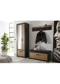 Inosign , Garderoben-Set »BRÜGGE«, (Komplett-Set, 3 St., bestehend aus Garderobenschrank mit Spiegel, Garderobenbank und) , Fresko