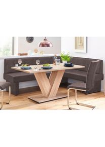 Home Affaire, Eckbank &raquo;Nils&laquo; Sitz und R&uuml;cken gepolstert, verschiedene Qualit&auml;ten, dunkelbraun (Arizona 4412), Holzwerkstoff, Massivholz, Polyester, B/