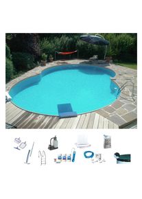 my POOL BWT , Achtformpool »LAGOON 3«, (Komplett-Set, 10 tlg.), BxLxH: 320x525x150 cm , weiß , B/H/L: Breite 360 cm x Höhe 150 cm x Länge 625 cm