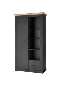 Home Affaire , Garderobenschrank »WESTMINSTER TOPSELLER!«, (Breite ca. 108 cm), im romantischen Landhausstil , Dunkelgrau, Wotan Eiche