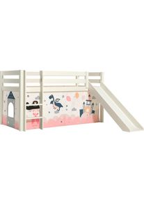 Vipack , Spielbett »Pino, Kiefer massiv, mit Rolllattenrost u. Textil-Set, Made in Europe«, (B/H/T ca. 210x114x218cm, mit Absturzschutz, Leiter und...