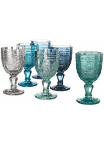 Villa d'Este , Weinglas »Syrah - blau«, (Set, 6 tlg.), Gläser-Set, 6-teilig, Inhalt 235 ml , blau/hellblau/türkis