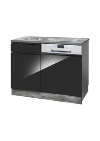 KOCHSTATION , Spülenschrank »KS-Virginia«, 110 cm breit, inklusive Einbauspüle , schwarz Hochglanz