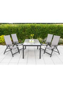 Merxx , Garten-Essgruppe »Vicenza«, (5 tlg.), 4 Klappsessel mit Tisch , diamantbraun