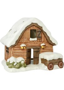 Goebel , Windlicht »Winterwald, Weihnachtsdeko«, Steingut, Scheune , Bunt