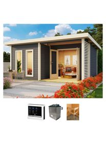 Konifera , Saunahaus »Maiko 5 SET B«, terragrau, mit Ofen 9 kW ext. Steuerung , terragrau