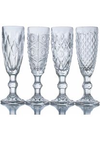 Villa d'Este , Sektglas »Geometric«, (Set, 4 tlg.), Gläser-Set, Sektflöten, 4-teilig, Inhalt 130 ml , tranpsarent