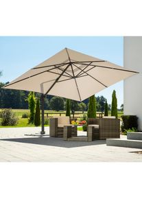 Schneider Schirme, Ampelschirm &raquo;Rhodos Grande&laquo; natur, rechteckig, ohne Wegeplatten, natur, Obermaterial: 100% Polyester, natur