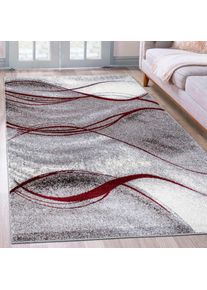 my home , Teppich »Tritom« rechteckig 9 mm Höhe mit besonders weichem Flor, Kurzflor, modernes Wellen Muster , rot , Obermaterial: 100%...