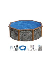 Konifera , Rundpool »MALAGA 2«, (Set, 5 tlg.), Steindekor, Höhe 120 cm, in versch. Größen , grau , Ø/B/H/L: 350 cm x Breite Höhe 120 cm x Länge
