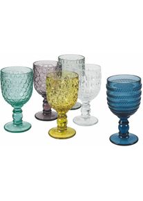 Villa d'Este , Weinglas »Geometrie«, (Set, 6 tlg.), Gläser-Set, 6-teilig, Inhalt 280 ml , gelb/blau/transparent