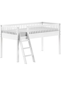 Home Affaire , Spielbett, (Made in Europe), aus massiver Eiche geölt, LF 90x2000cm, RR, Leiter u. Absturzschutz , Buche massiv weiß