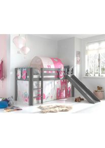 Vipack , Hochbett »Pino, Spielbett massiv Kiefer, stabil gebaut, 3 Korpusfarben zur Wahl«, (inkl. Rolllattenrost, Leiter und Absturzschutz, mit...