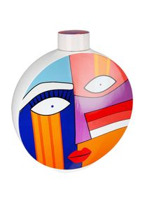 Gilde , Dekovase »Deckelvase Grafic Face, Höhe ca. 34,5 cm«, (1 St.), Dekoobjekt aus Keramik , mehrfarbig