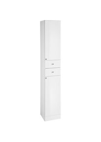 Saphir , Hochschrank »Quickset 955 Badschrank, 32,5 cm breit, 2 Türen, 2 Schubladen«, Badezimmer-Hochschrank inkl. Türdämpfer, Griffe in Chrom...