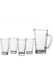 Leonardo , Gläser-Set »Optic«, (Set, 5 tlg., 1 Krug, 4 Becher), 1 Krug, 4 Becher , transparent