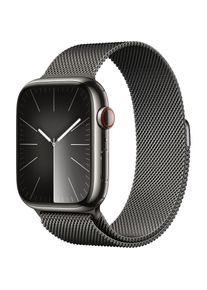 Apple , Smartwatch »Watch Series 9 Edelstahl«, (4,5 cm / 1,77 Zoll), Watch OS 10, Milanese Loop , Graphite