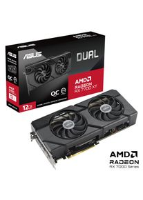 ASUS , Grafikkarte »DUAL-RX7700XT-O12G«, 12 GB, GDDR6 , schwarz , Die GPU Tweak III Software bietet intuitive Leistungsoptimierung, thermische...