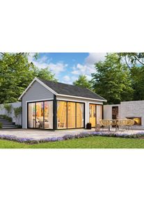 Lasita Maja , Gartenhaus »MURANO«, (Set, inkl. Fussbodenbretter zum verlegen) , lichtgrau