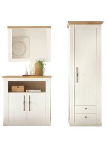 Home Affaire , Garderoben-Set »WESTMINSTER TOPSELLER!«, (3 St., Kommode, Spiegel, Garderobenschrank), im romantischen Landhausstil , Pinie Weiss,...