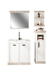 Home Affaire , Badmöbel-Set »Florenz, Bad im Landhausstil, 4-teiliges Badezimmer«, (4 St.), Waschtisch, Schrank, Wandregal und Spiegel, in Pinie...