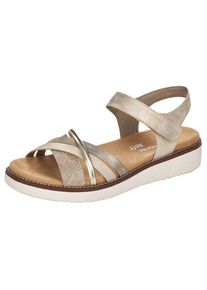 Remonte , Riemchensandale, Keilabsatz, Sommerschuh, Sandalette mit herausnehmbarer Softeinlage , hellgrau-goldfarben , 39 , 39 , Modische Sandale...