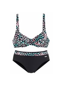 Venice Beach, Damen, B&uuml;gel-Bikini mit aktuellem Look, schwarz-bedruckt, Cup E, 36 -Cup E, schwarz-bedruckt, Mit farbenfrohem Animal-Print