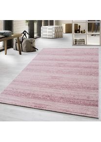 Ayyildiz Teppiche , Teppich »Plus 8000« rechteckig 6 mm Höhe Läufer, gestreifter Flachflor, robust, Webteppich, alle Räume , pink , Obermaterial:...