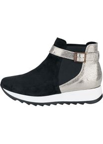 Heine, Damen, Stiefelette, schwarz-champagner, 41, schwarz-champagner, Aus softem Rind-Veloursleder, teils bedruckt