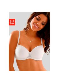 Lascana , Damen , Schalen-BH, mit Bügel und graphischer Spitze, Dessous , weiß , Cup G , 75 -Cup G , 75 , Leicht wattierter Schalen-BH mit...