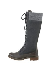 Heine, Damen, Stiefel, grau, 38, grau, Aus softem Rind-Veloursleder