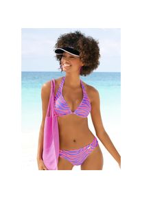 Venice Beach , Bügel-Bikini-Top »Fjella«, in zweifarbiger Animal-Optik , violett-koralle , Cup F , 36 -Cup F , 36 , Herausnehmbare Softcups
