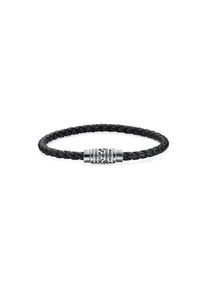 HECHTER PARIS , Armband »Schmuck Geschenk Silber 925 Armschmuck Lederband used look« , silberfarben-schwarz , 21 , Stilvolles Armband mit Logo...