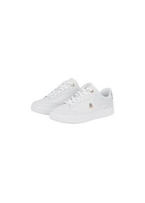 Tommy Hilfiger , Plateausneaker »ESSENTIAL CHIC COURT SNEAKER«, Freizeitschuh, Schnürschuh, Halbschuh mit TH-Schmuckelement , weiß-hellblau , 35 ,...