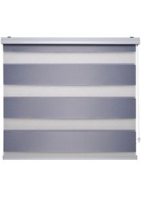 Liedeco , Doppelrollo »DUO-Rollo mit 20 cm Streifen« Lichtschutz mit Bohren im Fixmaß , silbergrau , Obermaterial: 100% Polyester , 160 cm