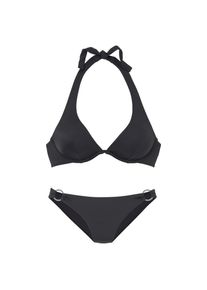 Chiemsee, Damen, B&uuml;gel-Bikini mit silbernem Zierring, schwarz, Cup C, 38 -Cup C, schwarz, B&uuml;gel-Bikini im Nacken zum Binden